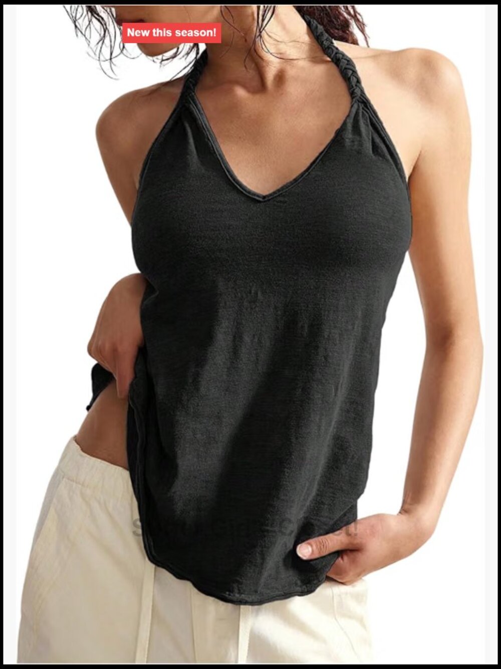 Braided Halter Tank Top Sleeveless Washed Summer Chic Streetwear